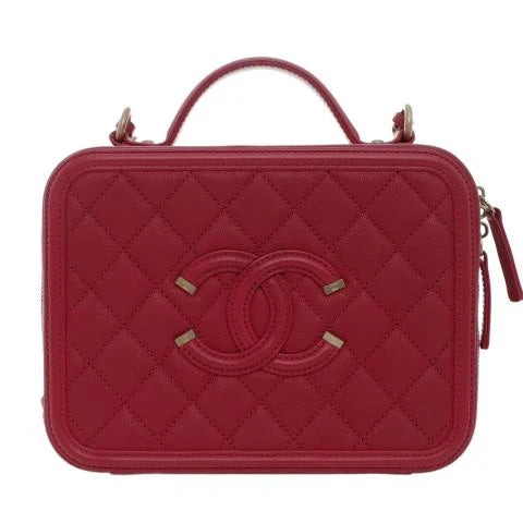 Chanel Medium Caviar Filigree Vanity Case in Red