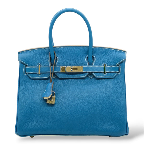 Authentic Hermès Birkin 30 Mykonos Iris Verso HSS – Palladium Hardware