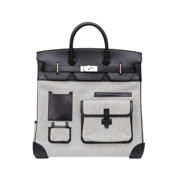 Pre-Owned Hermès HAC 40 Cargo Ecru Noir Toile H Veau Evercalf Palladium Hardware 2024