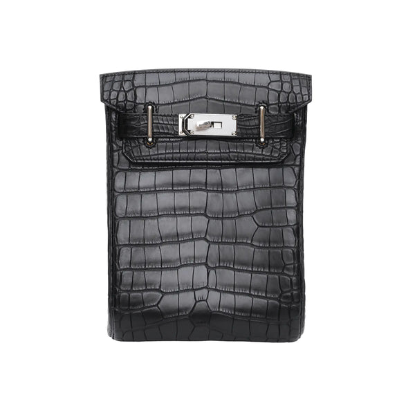 Pre-Owned Hermès HAC à Dos PM Black Matte Alligator Palladium Hardware 2025