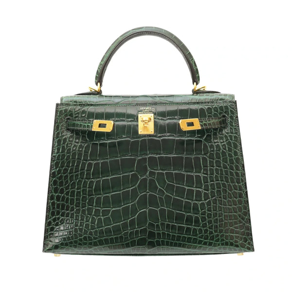 Hermès Kelly 25 Vert Foncé Shiny Alligator GHW 2022