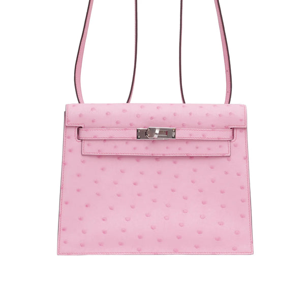 Pre-Owned Hermès Kelly Danse Rose Bubblegum Ostrich Palladium Hardware 2024