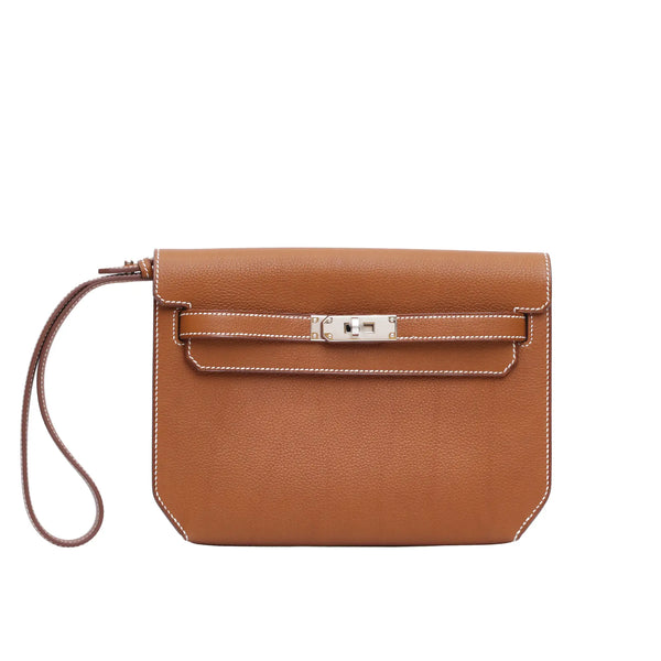 Pre-Owned Hermès Kelly Dépêches Fauve Barenia Faubourg Palladium Hardware 2024
