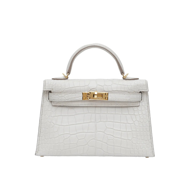 Pre-Owned Hermès Mini Kelly Beton Matte Alligator Gold Hardware 2025
