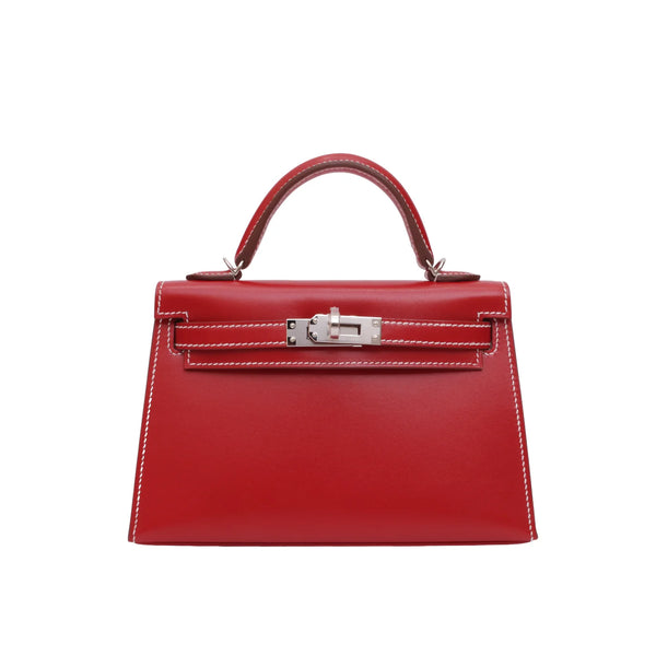 Hermès Mini Kelly Rouge Piment Box Palladium Hardware 2025
