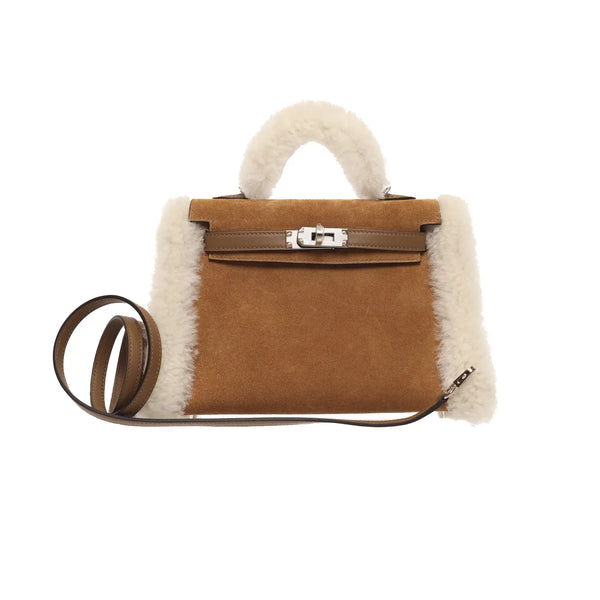 Hermès Mini Kelly Teddy Chamois Écru Alezan Palladium Hardware 2024